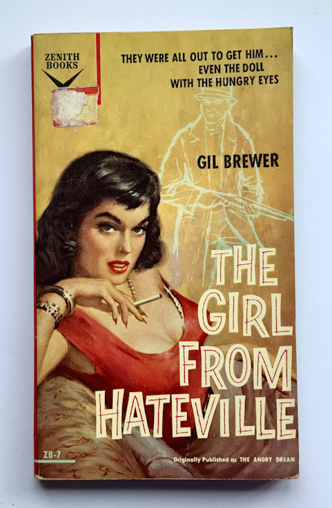 THE GIRL FROM HATEVILLE U.S. crime pulp fiction book by Gil Brewer 1958
